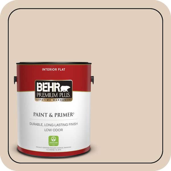 BEHR PREMIUM PLUS 1 gal. #N240-2 Adobe Sand Flat Low Odor Interior Paint & Primer (2)