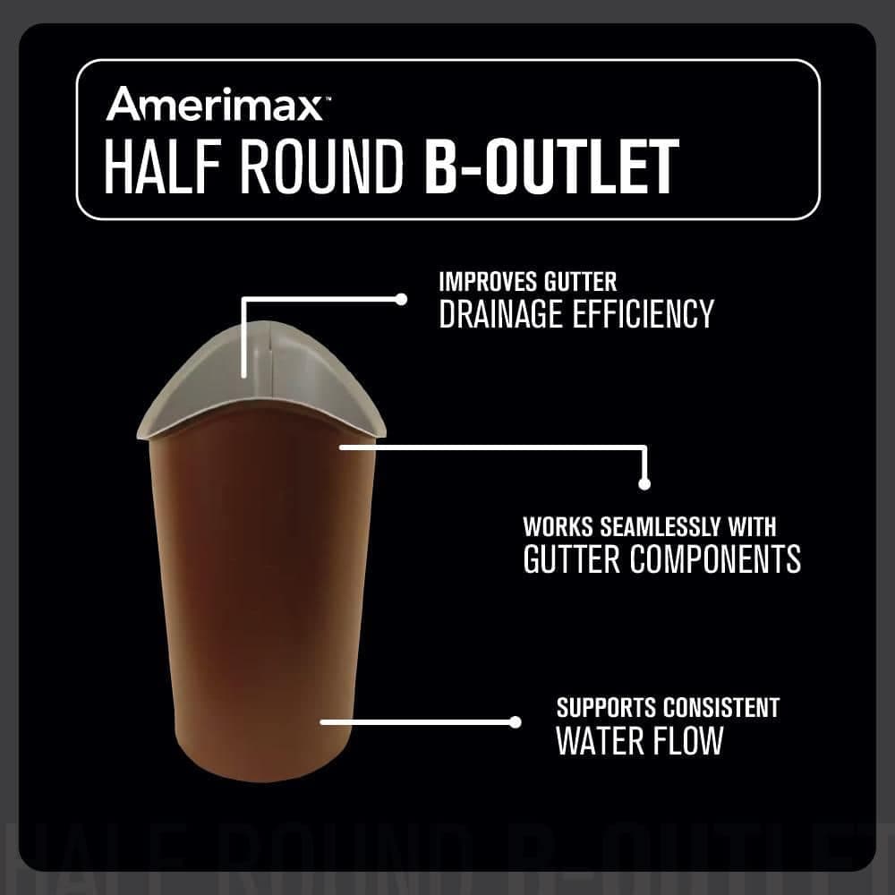 Amerimax Home Products 4 in. Royal Brown Aluminum Half-Round B-Outlet (3)
