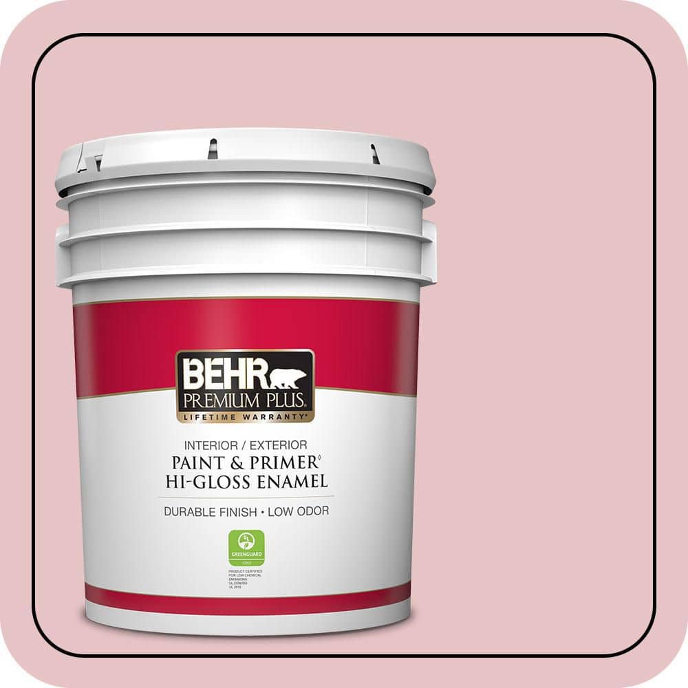 BEHR PREMIUM PLUS 5 gal. #S140-2 Cranapple Cream Hi-Gloss Enamel Interior/Exterior Paint & Primer