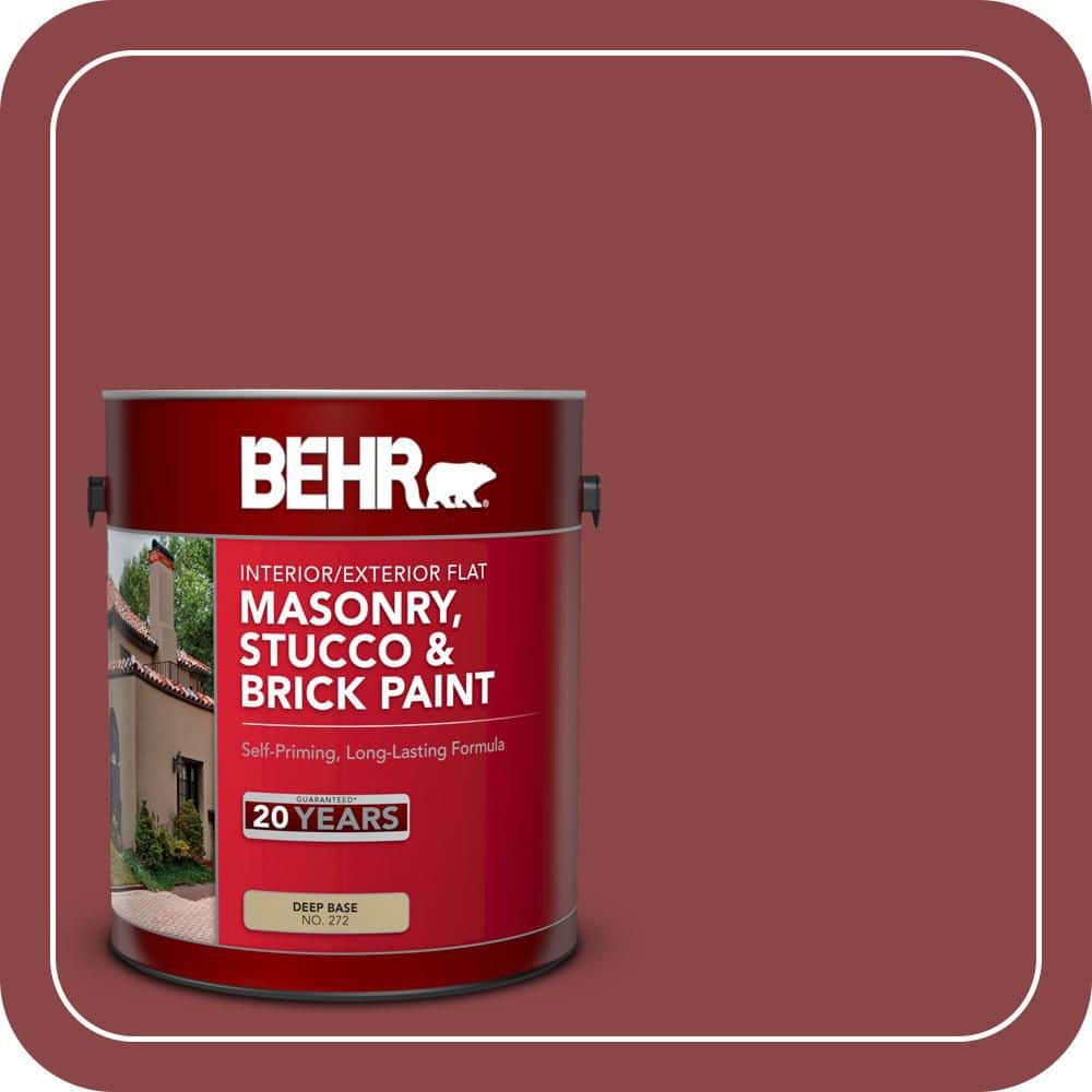 BEHR 1 gal. #PPU1-10 Forbidden Red Flat Interior/Exterior Masonry, Stucco and Brick Paint (1)