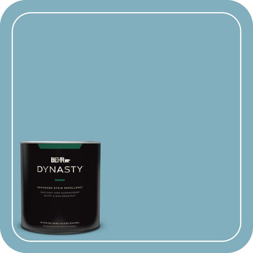BEHR DYNASTY 1 qt. #PMD-83 Porcelain Blue Semi-Gloss Enamel Interior Stain-Blocking Paint and Primer