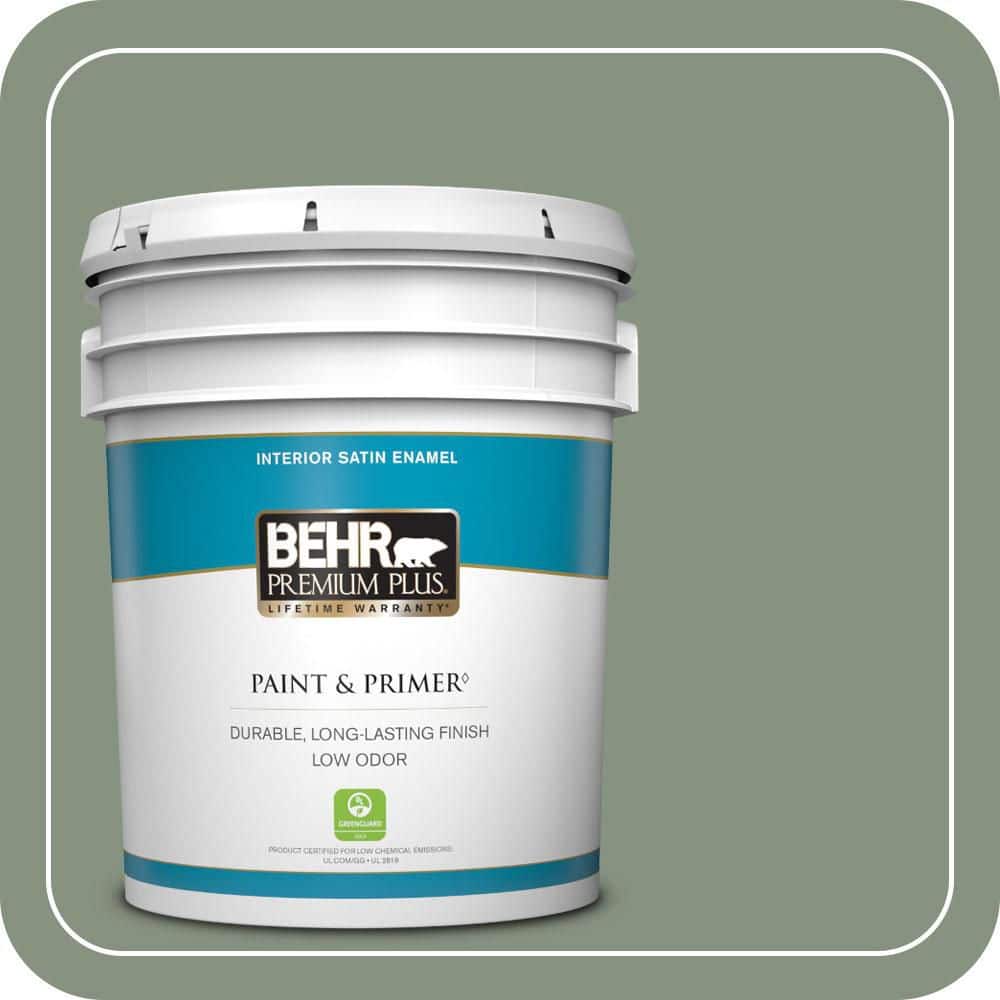 BEHR PREMIUM PLUS 5 gal. #QE-45 Thistle Satin Enamel Low Odor Interior Paint & Primer