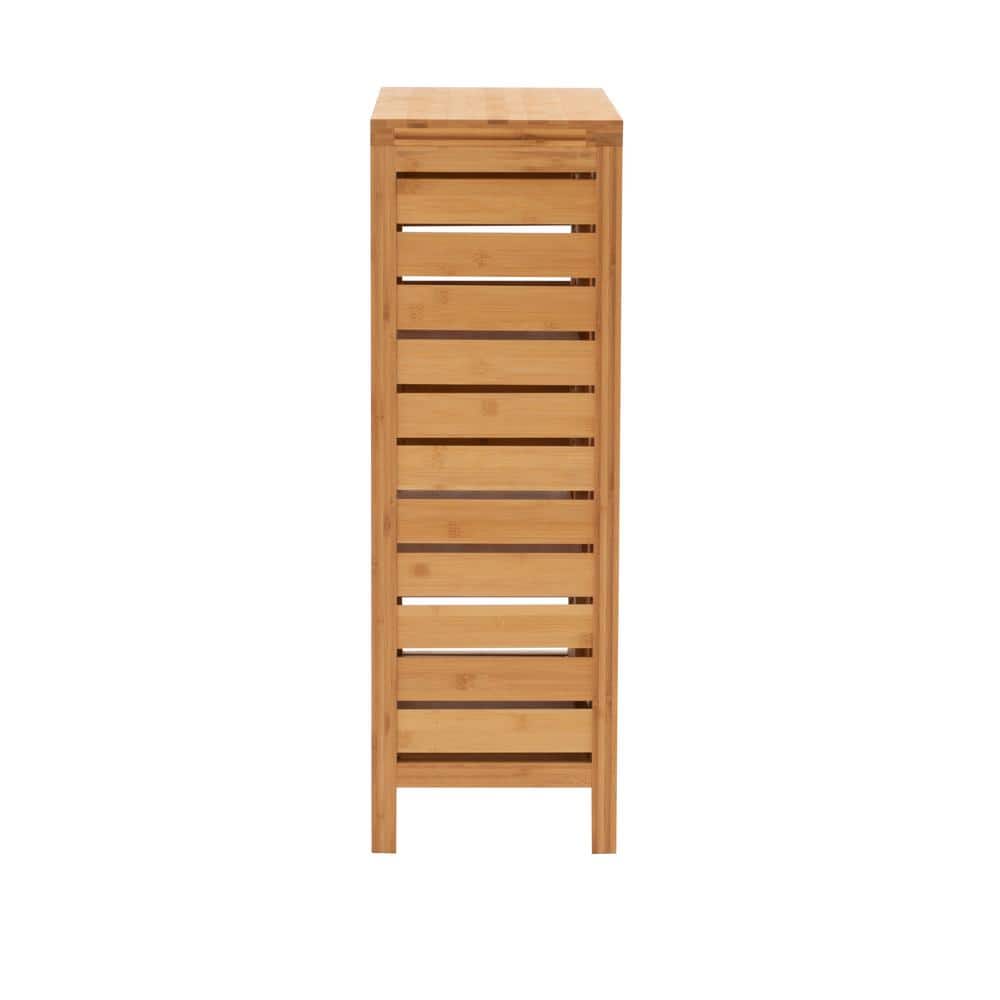 Linon Home Decor Broadmore 26 in. W x 11 in. D x 33 in. H Natural Brown Bamboo Freestanding Linen Cabinet with Storage & Shelves (2)