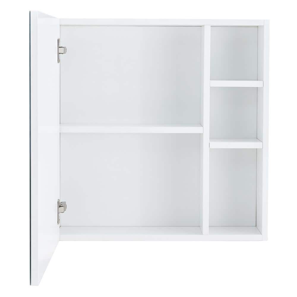 COWLOWN 21.7 in. W x 5 in. D x 22 in. H Bathroom Storage Wall Cabinet in White with Clear Mirror and Storage Space (1)