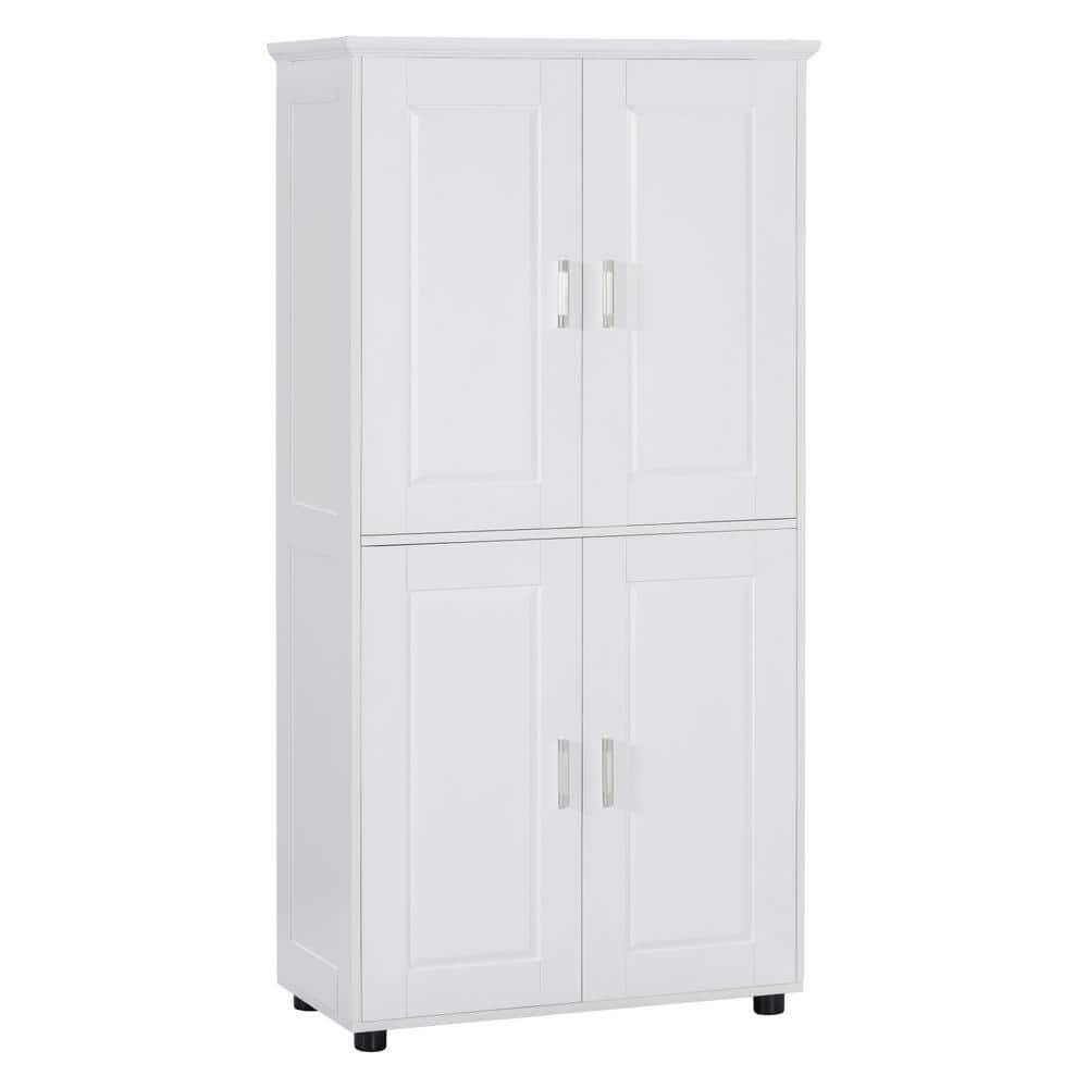 Tatahance 31.3 in. W x 15.6 in. D x 62.2 in. H White Wood Freestanding Bathroom Storage Linen Cabinet with Adjustable Shelves (1)