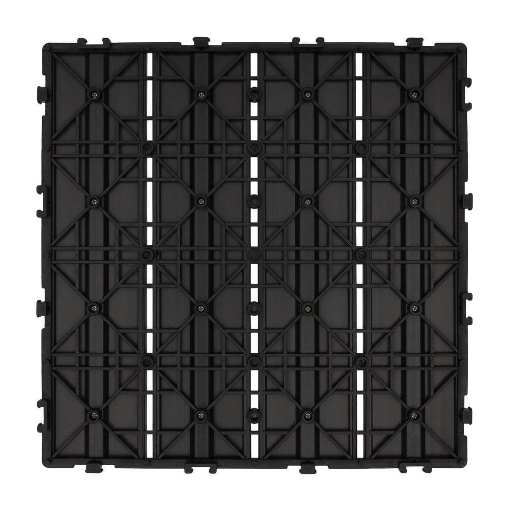 CREATIVE SURFACES 1 ft. x 1 ft. Brushed Composite Deck Tile in Eclipse (12 Per Case) (2)