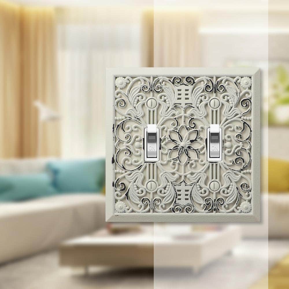 AMERELLE Filigree 2 Gang Toggle Metal Wall Plate (2)