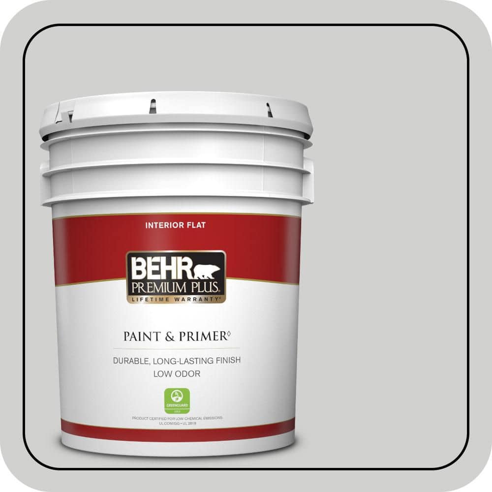 BEHR PREMIUM PLUS 5 gal. #N520-1 White Metal Flat Low Odor Interior Paint & Primer (1)