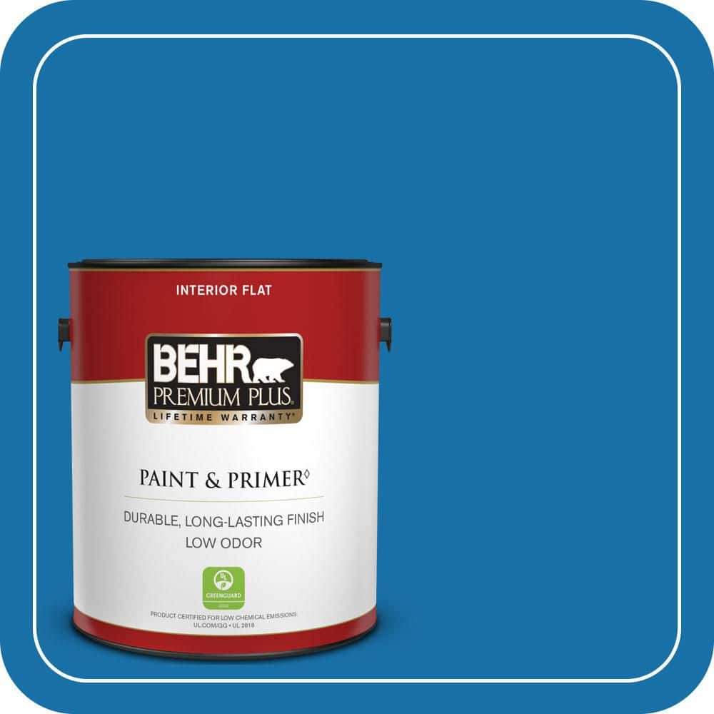BEHR PREMIUM PLUS 1 gal. #560B-7 Cerulean Flat Low Odor Interior Paint & Primer