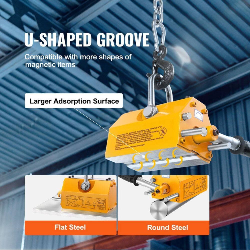 SKYSHALO Magnetic Lifter, 4400lbs. /2000kg Pulling Capacity, Lifting Magnet with Release, 2.5 Safety Factor, Neodymium and Steel (3)