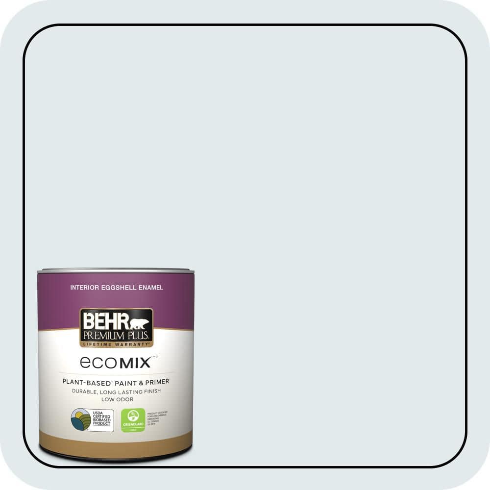 BEHR PREMIUM PLUS 1 qt. #570A-1 Ice Floe Eggshell Enamel EcoMix Plant-Based Interior Paint & Primer (1)