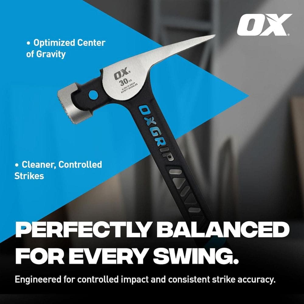 OX TOOLS Pro Ultrastrike Framing Hammer - Milled Face 30 oz. (3)