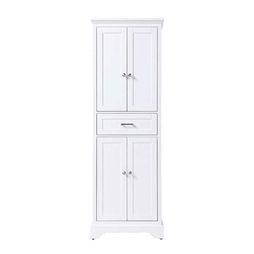 TIMELESS HOME 24 in. W x 20 in. D x 72 in. H White Freestanding Linen Cabinet (1)