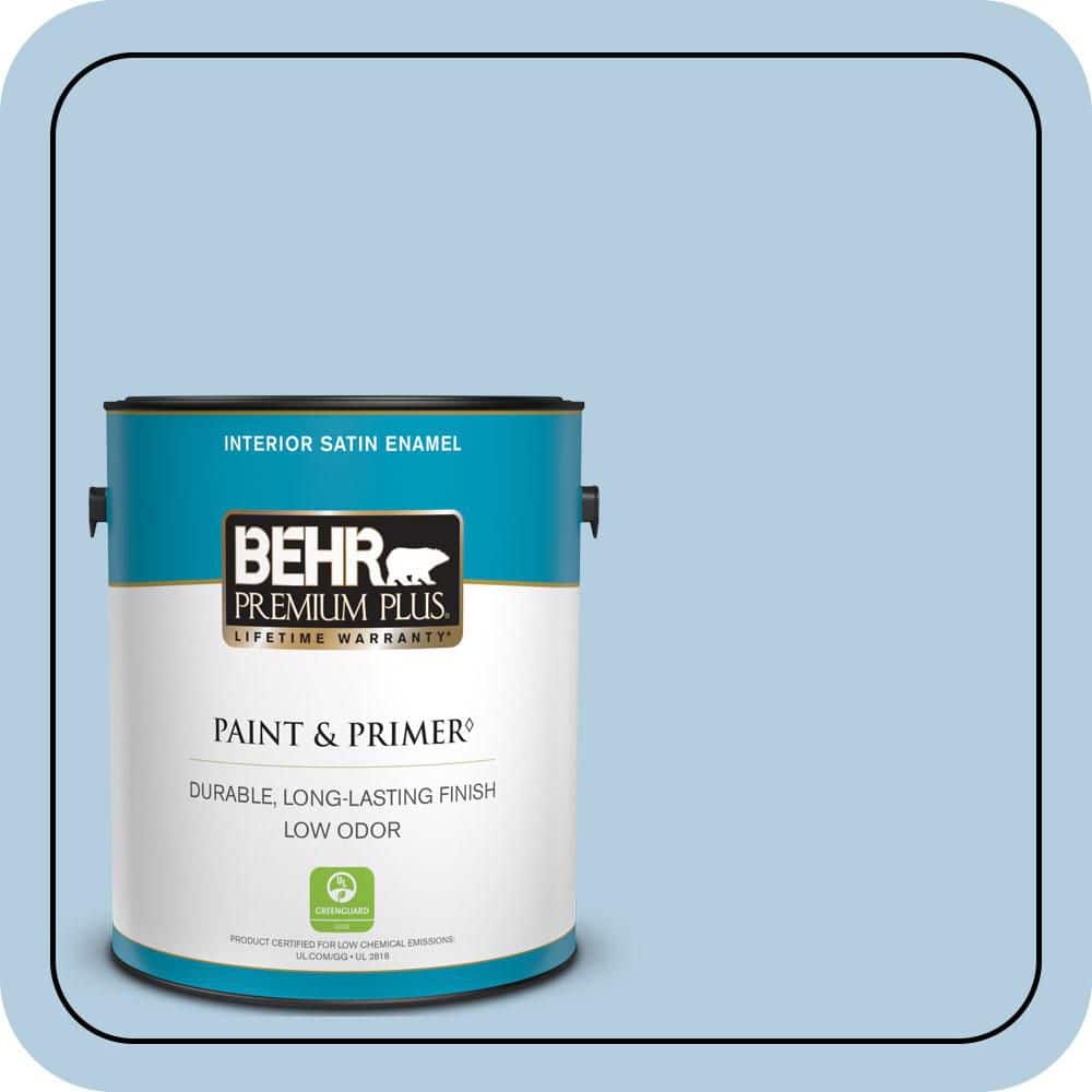 BEHR PREMIUM PLUS 1 gal. #PPU14-14 Crystal Waters Satin Enamel Low Odor Interior Paint & Primer