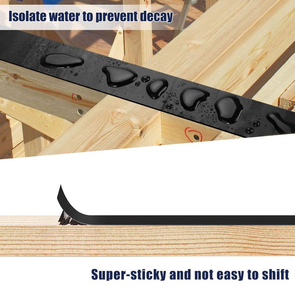 Afoxsos Butyl Black Waterproof Joist Deck Flashing Tape Protects Wood Beams and Decks 4 x 50 ft. 1 Pack (3)