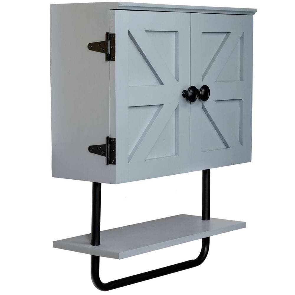 EXCELLO GLOBAL PRODUCTS Excello 17-in. W x 21-in. H x 7-in. D Barndoor Bathroom Wall Cabinet in Gray (2)