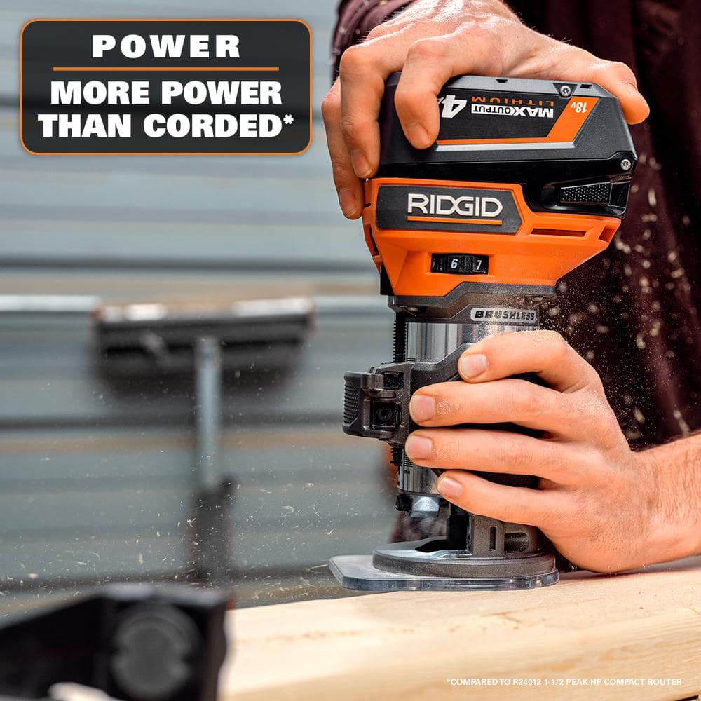 RIDGID 18V Brushless Cordless Compact Router (Tool Only) (4)