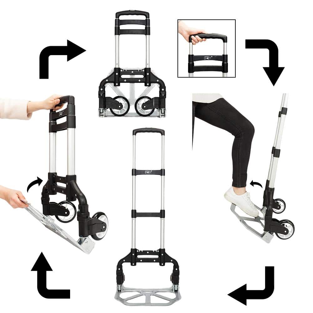 Karl home 165 lbs. Capacity Aluminium Folding Dolly Push Hand Truck in Black (2)