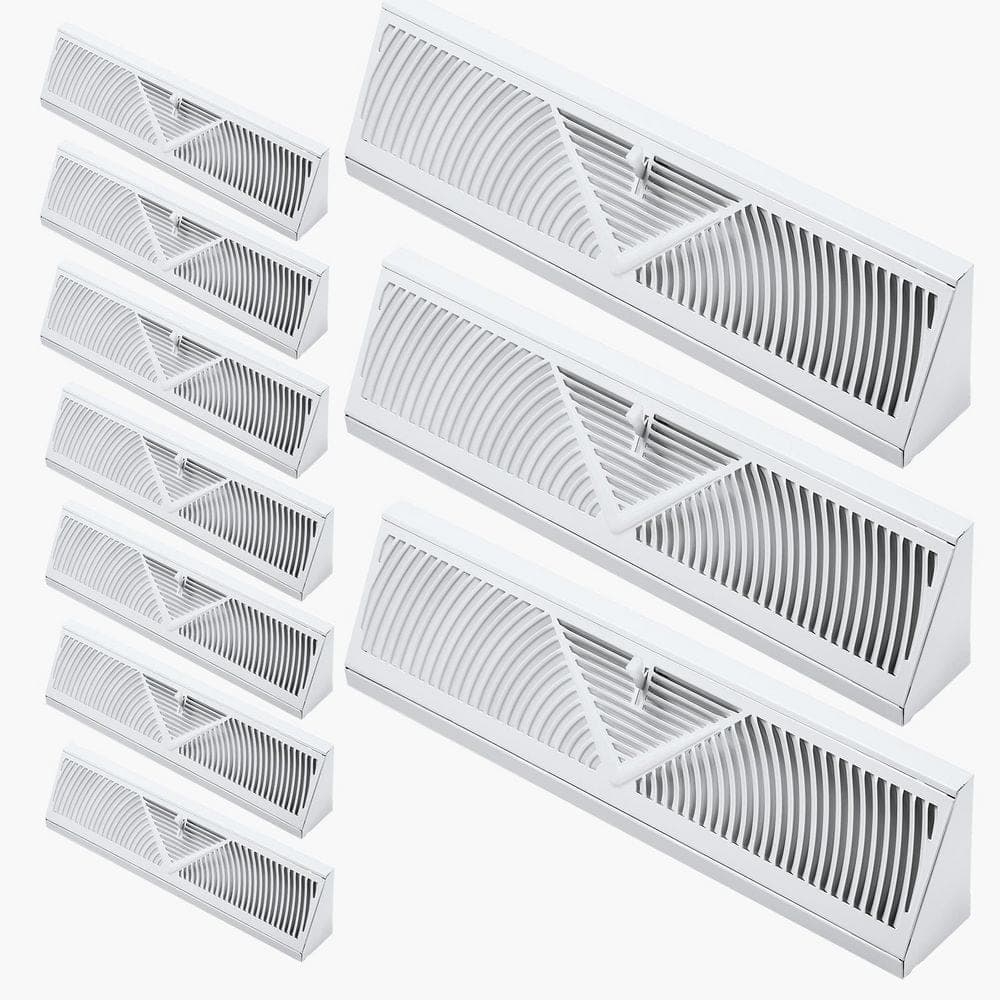 SKYSHALO 18 in. x 5 in. Floor Registers, 10-Pack Baseboard Registers, HVAC Iron Floor Vents, Anti-Peeling Air Vents Deflector (1)