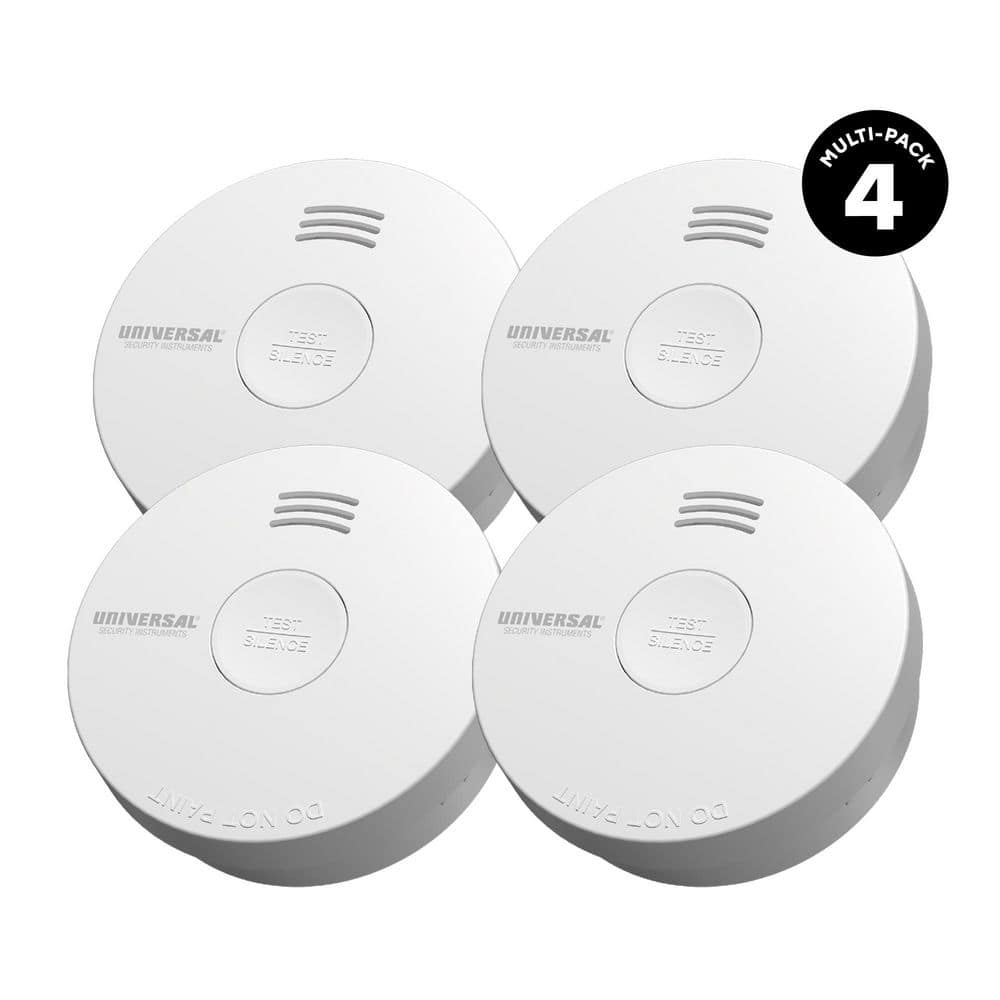 Universal Security Instruments 4-Pack 10-Year Battery Powered Mini Smoke and Fire Detector with Photoelectric Sensor