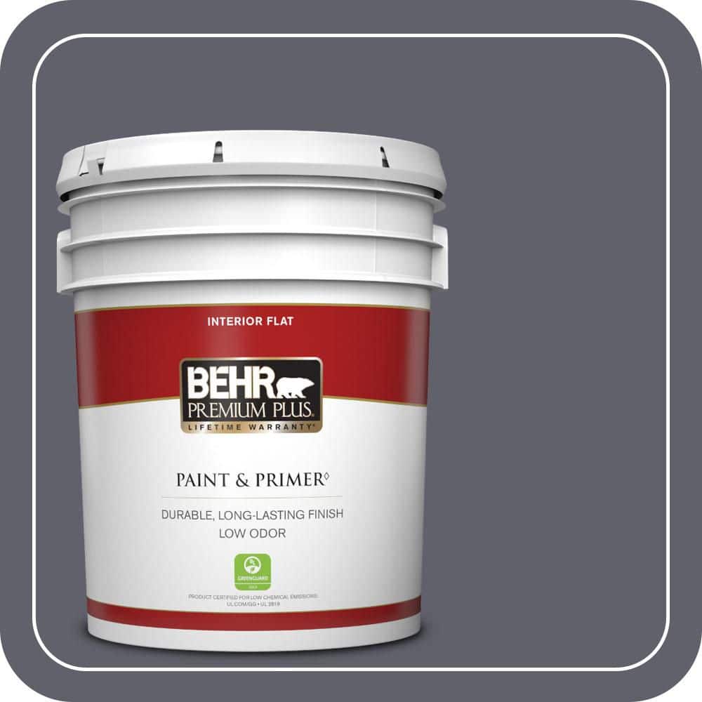 BEHR PREMIUM PLUS 5 gal. #N540-6 Script Ink Flat Low Odor Interior Paint & Primer