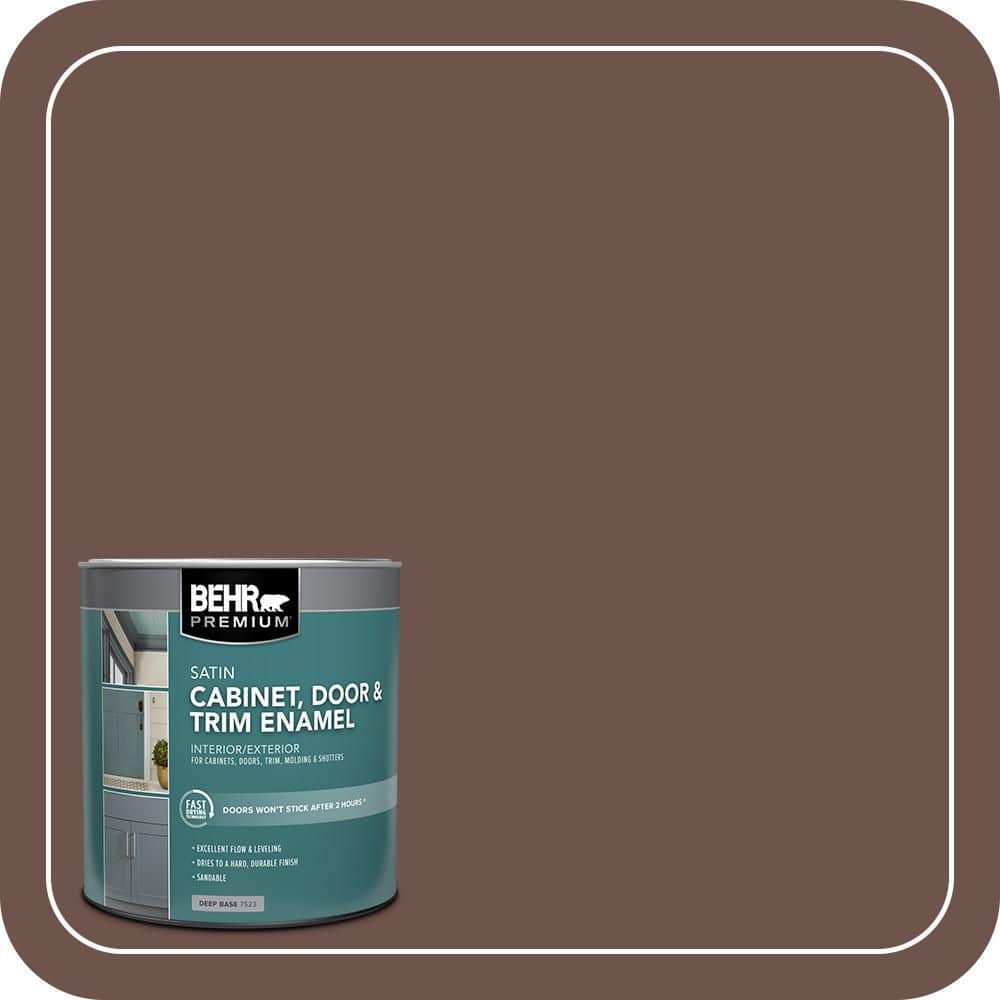 BEHR PREMIUM 1 qt. #N150-6 Coffee Beans Satin Enamel Interior/Exterior Cabinet, Door & Trim Paint (1)