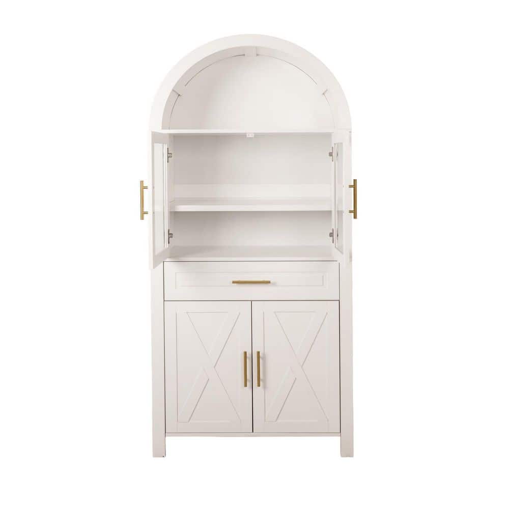 Ximuprmy 32 in. W 16 in. D 71 in. H Freestanding Linen Cabinet, Farmhouse Storage Cabinet with Adjustable Shelves (1)
