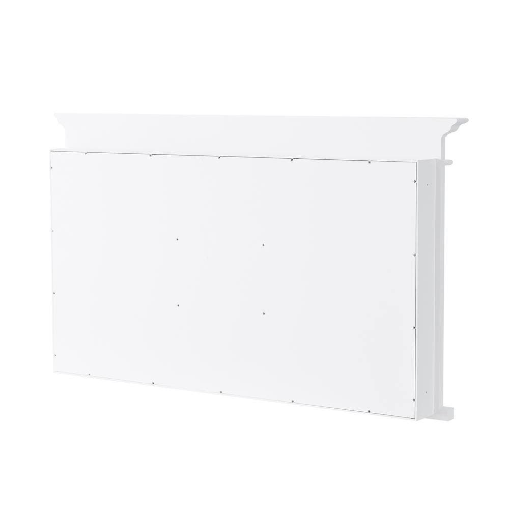 WELLFOR 55 in. W x 32 in. H Rectangular White Solid Wood Framed Recessed Mount Soft Close Door Medicine Cabinet with Mirror (3)