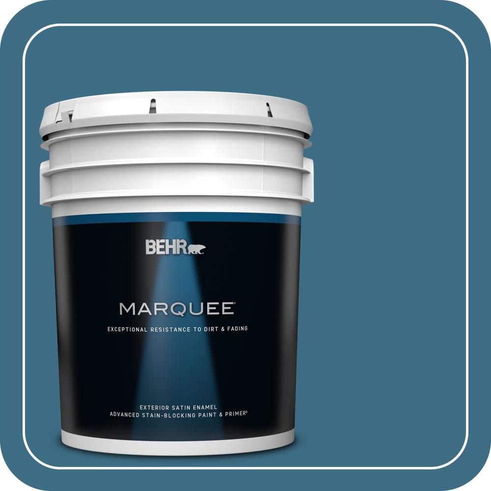 BEHR MARQUEE 5 gal. #S490-6 Bering Wave Satin Enamel Exterior Paint & Primer (1)