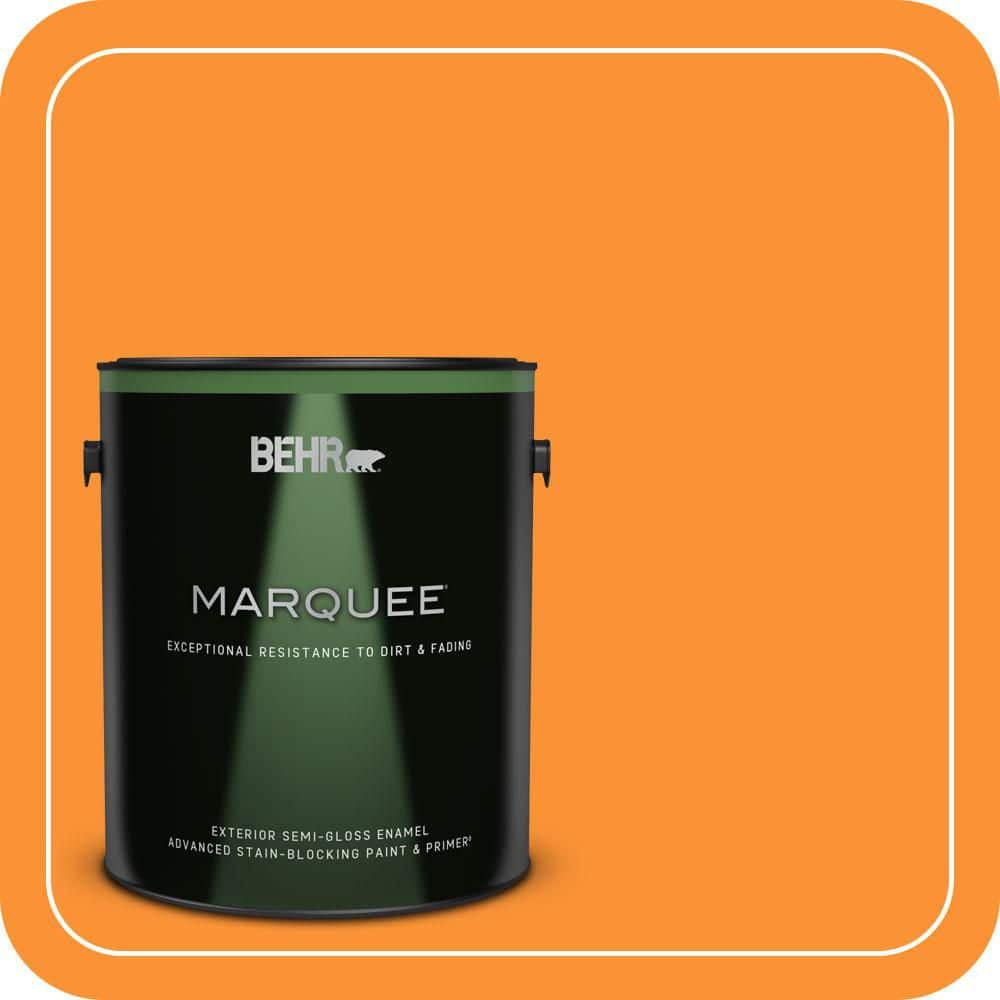 BEHR MARQUEE 1 gal. #P240-7 Joyful Orange Semi-Gloss Enamel Exterior Paint & Primer