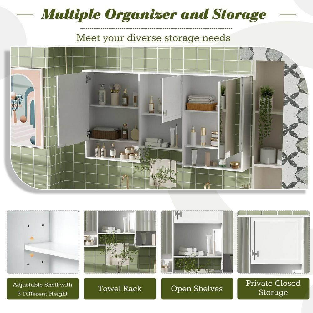Boosicavelly 55.00 in. W x 28.70 in. H Rectangular MDF Medicine Cabinet with Mirror (3)