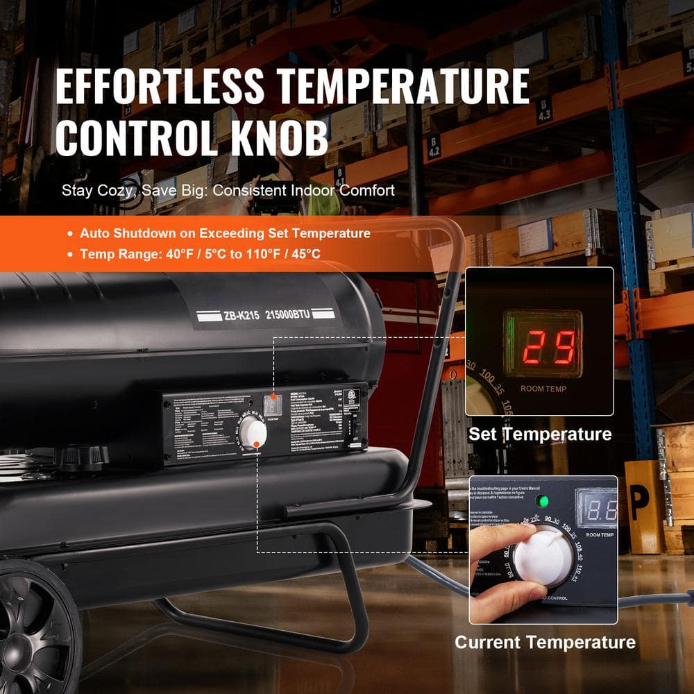 SVOPES Kerosene Forced Air Heater, 215,000 BTU Portable Diesel Space Heater with Thermostat, 13.2 Gal. Tank (3)
