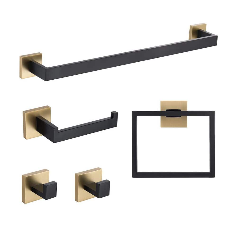 Satico 24 in. Wall Mounted Towel Bar in Black Gold (1)