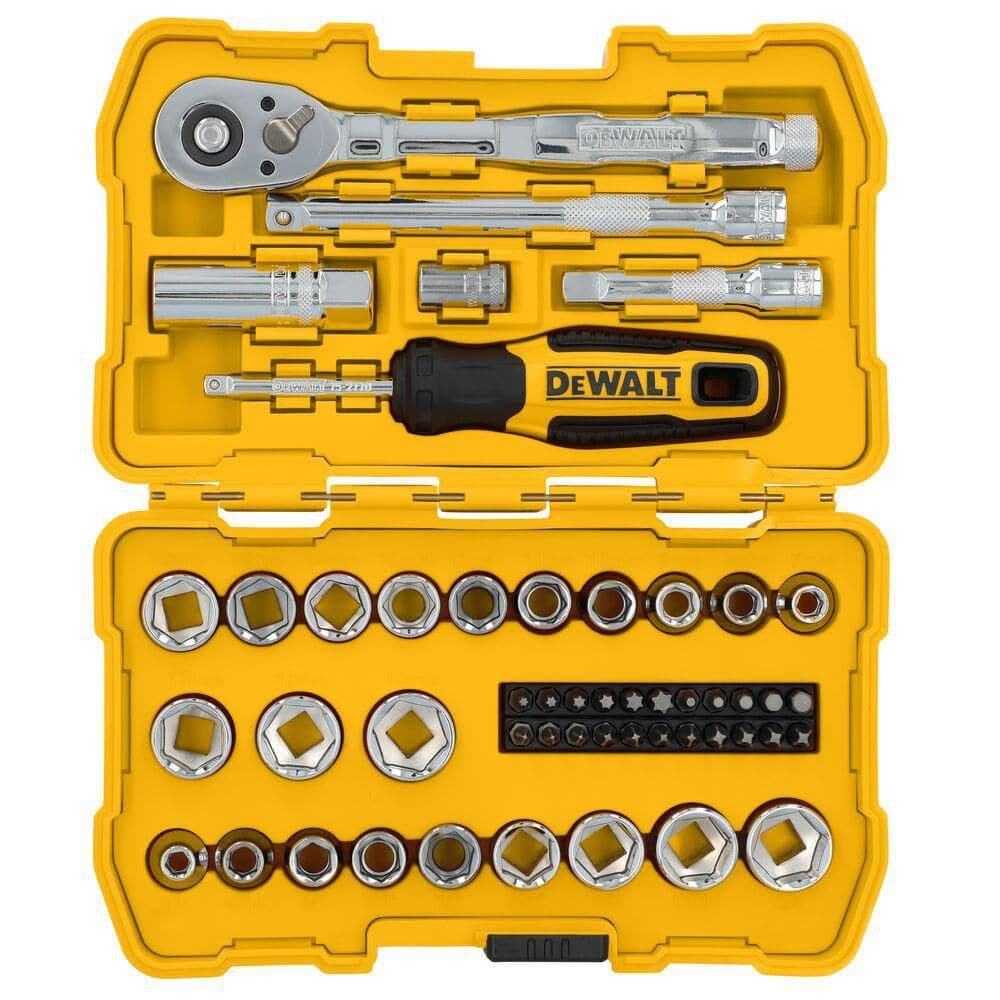 DEWALT 3/8 in. Drive SAE and Metric Mechanics Tool Set (50-Piece) with Carrier Included (3)