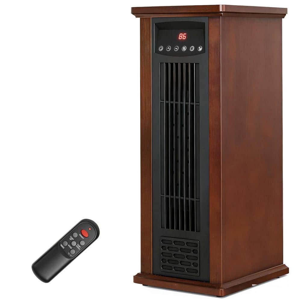 Edendirect 1500W Electric Tower Radiant Infrared Space Heate,with Tip-Over,Overheat Protection,Remote,3 Heat Settings,12H Timer