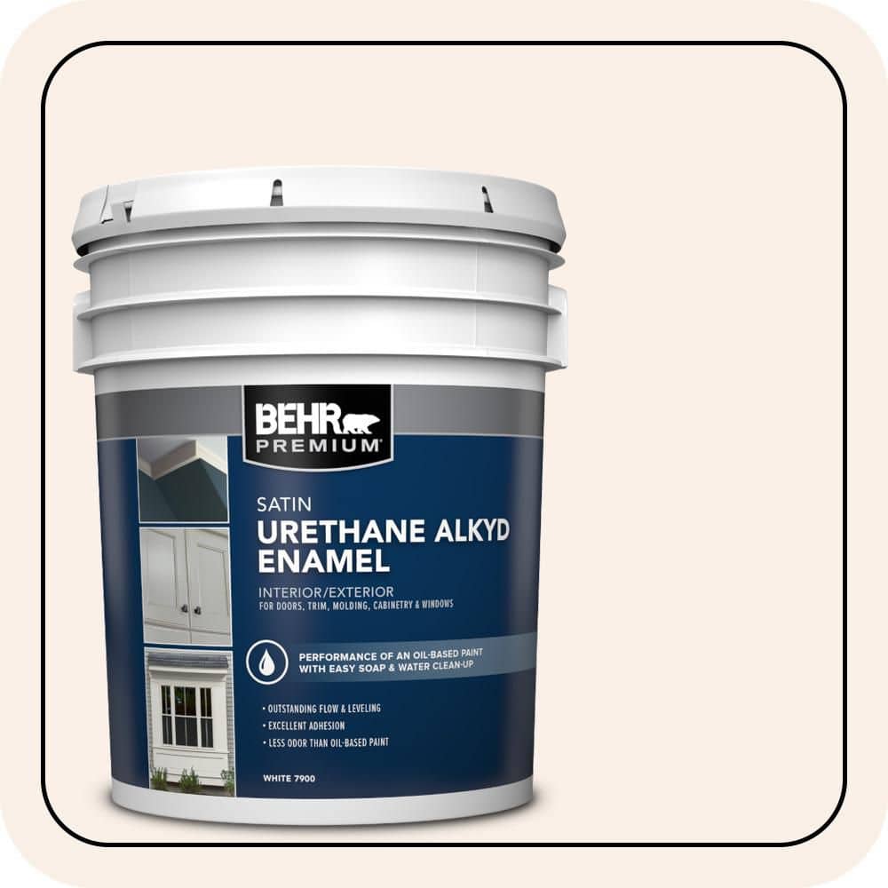 BEHR PREMIUM 5 gal. #RD-W05 Moonlit Beach Urethane Alkyd Satin Enamel Interior/Exterior Paint