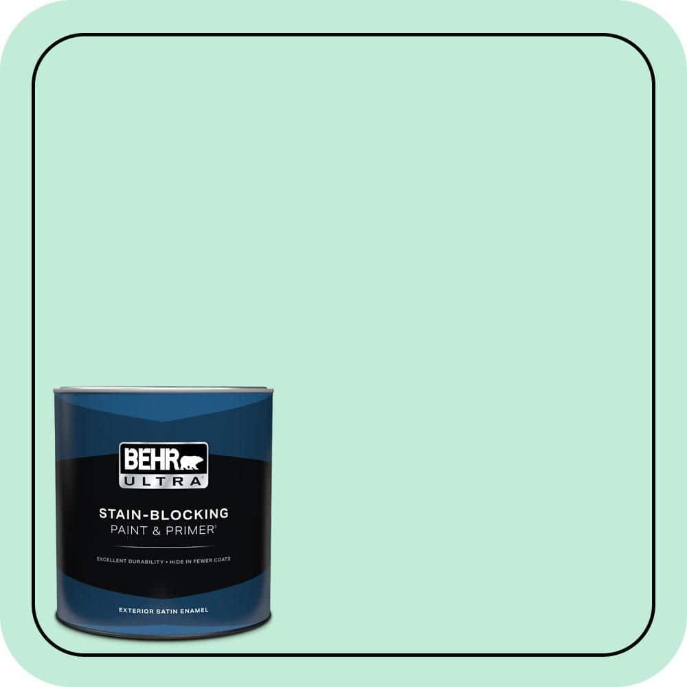 BEHR ULTRA 1 qt. #470A-2 Seafoam Pearl Satin Enamel Exterior Paint & Primer