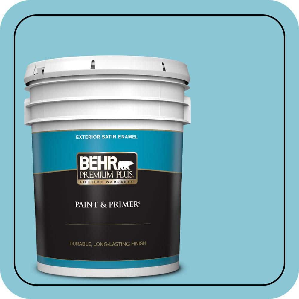 BEHR PREMIUM PLUS 5 gal. #530D-4 Maiden Voyage Satin Enamel Exterior Paint & Primer (1)