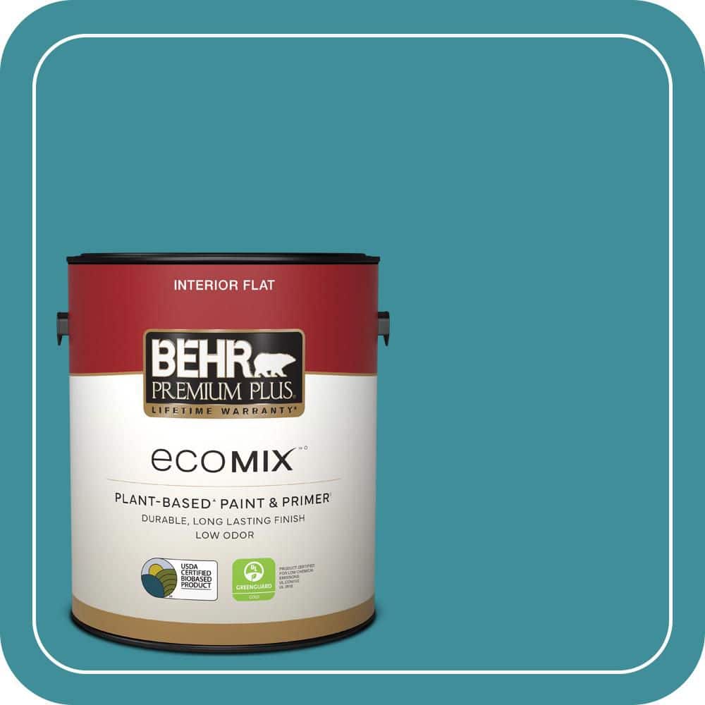 BEHR PREMIUM PLUS 1 gal. #MQ6-34 Prophetic Sea Flat EcoMix Plant-Based Interior Paint & Primer (1)