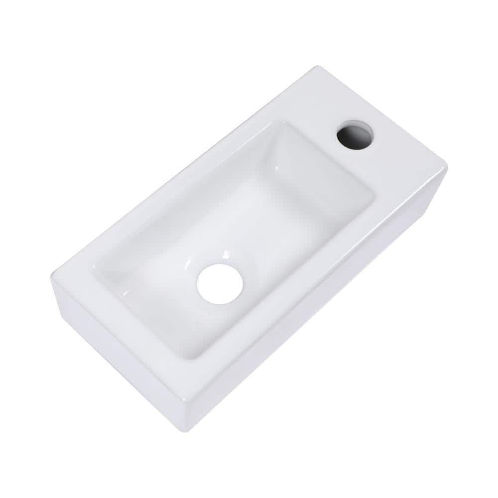 Miscool Anky 3.54 in. H Wall Mounted Bathroom Sink in White Ceramic (1)