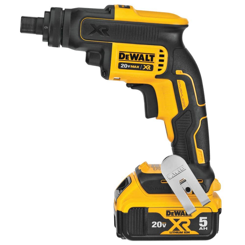 DEWALT 20V MAX XR Cordless Brushless Drywall Screw Gun Threaded Clutch Housing with (2) 20V 5.0Ah Batteries and Charger (2)