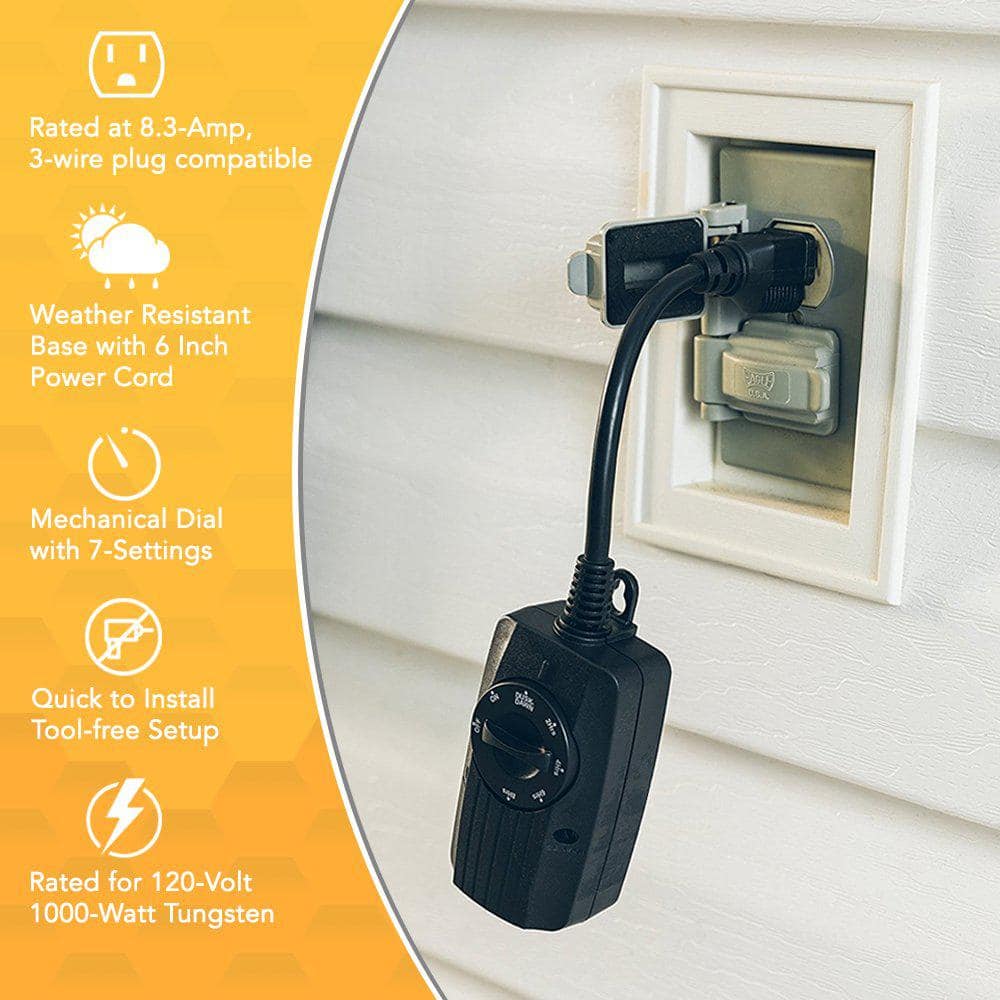 Woods 8.3-Amp 24-Hour Outdoor Plug-In Wireless Remote Timer with Photocell Light Sensor, Black (2)