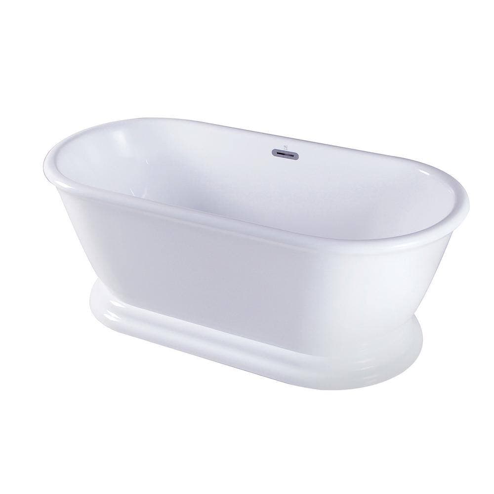 Aqua Eden Madison 66 in. Acrylic Double Ended Pedestal Flatbottom Freestanding Bathtub in White (3)