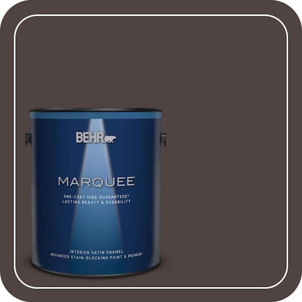 BEHR PREMIUM PLUS 1 gal. #790B-7 Bitter Chocolate Semi-Gloss Enamel Low Odor Interior Paint & Primer (2)