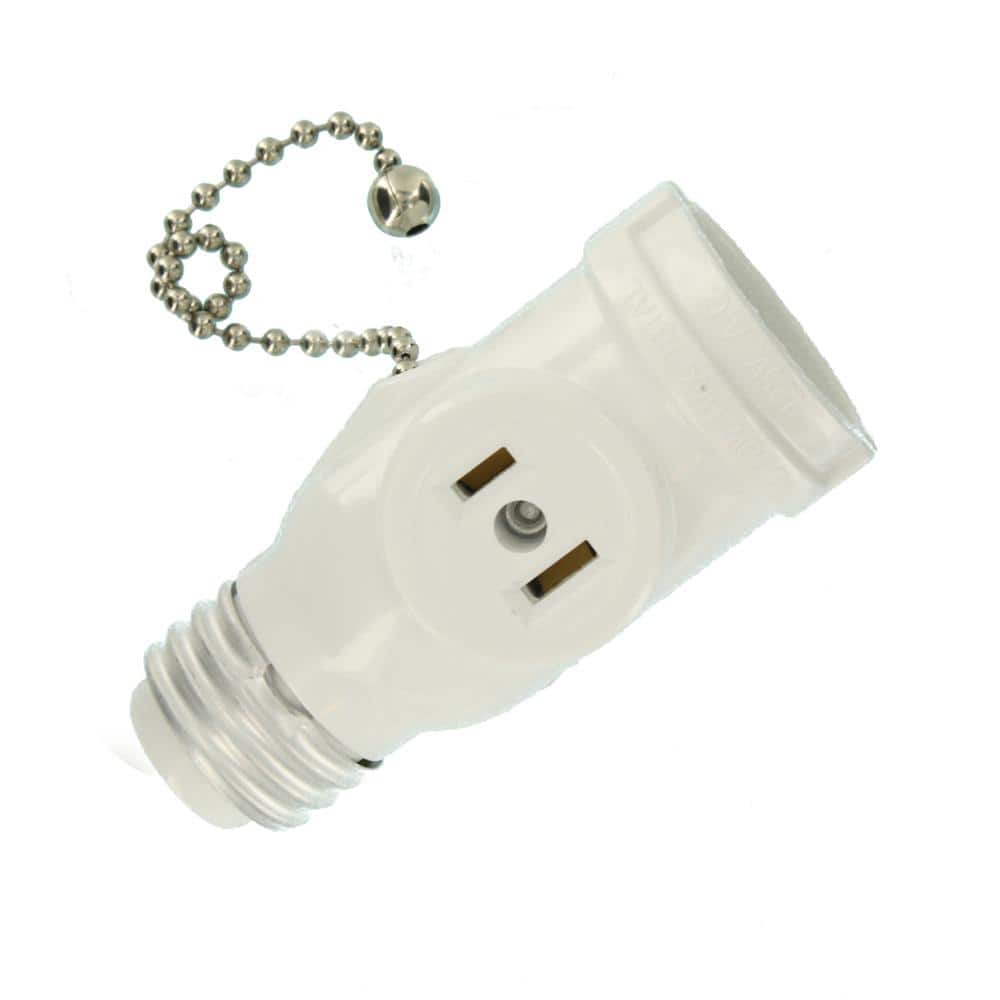 Leviton Height 3.62 in. 2-Outlet White Socket Lamp with Pull Chain (3)