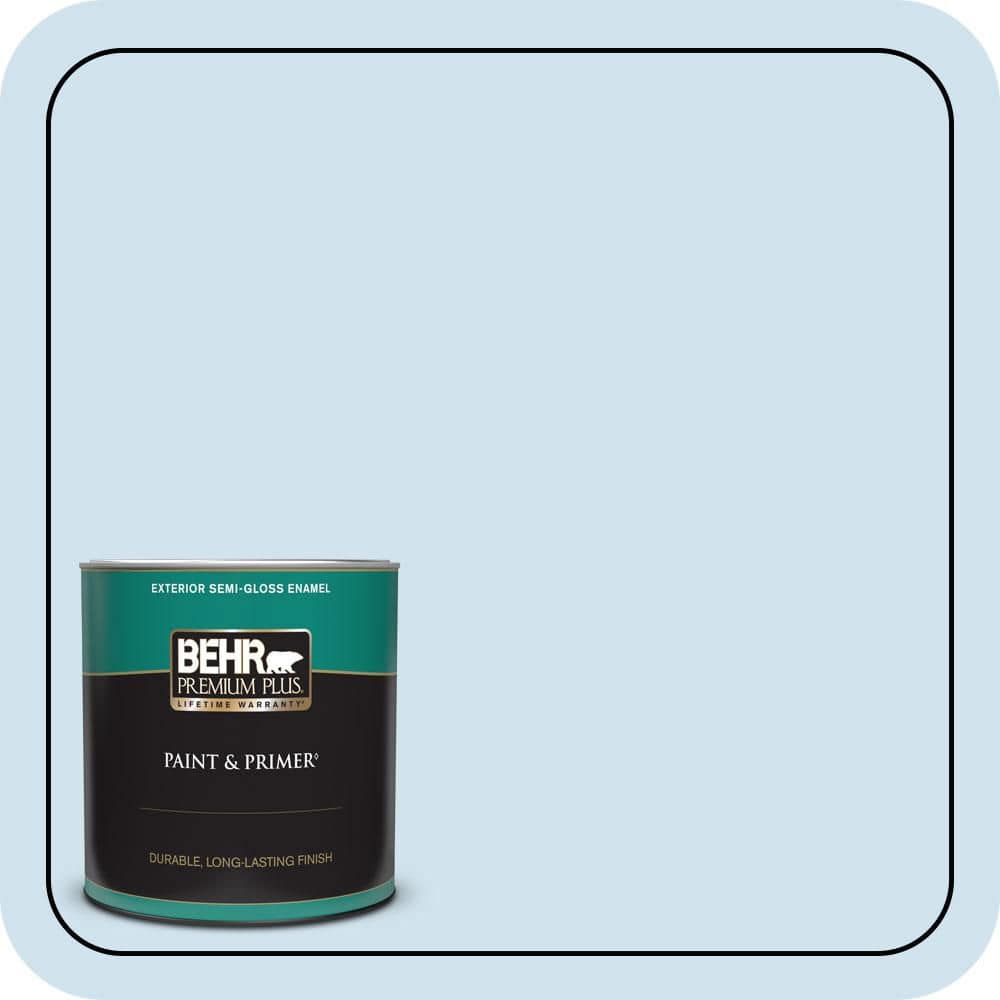BEHR PREMIUM PLUS 1 qt. #M520-1A Soft Cloud Semi-Gloss Enamel Exterior Paint & Primer