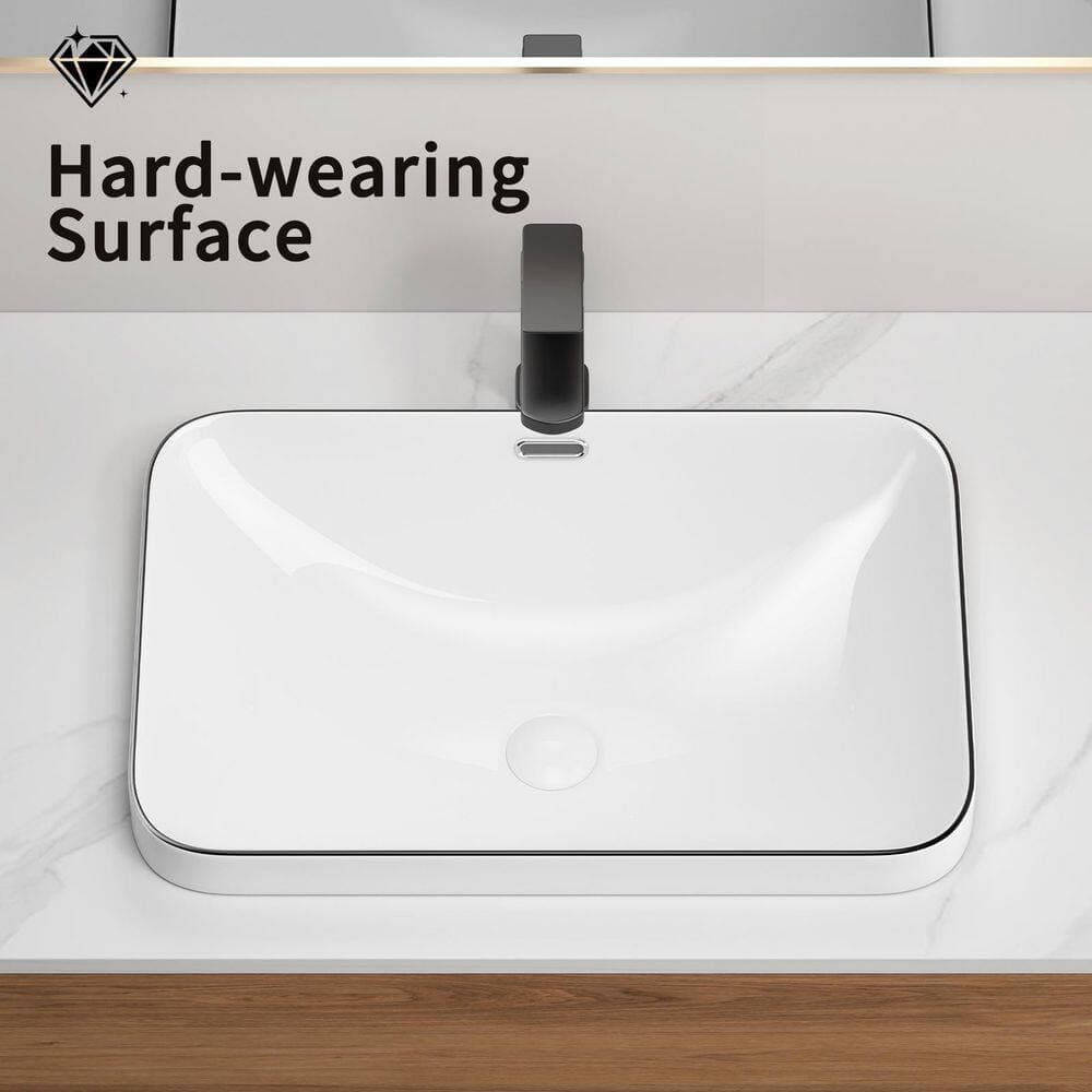 Lycvki 22.05 in. Undermount Rectangular Bathroom Sink in White with Black Lines (2)