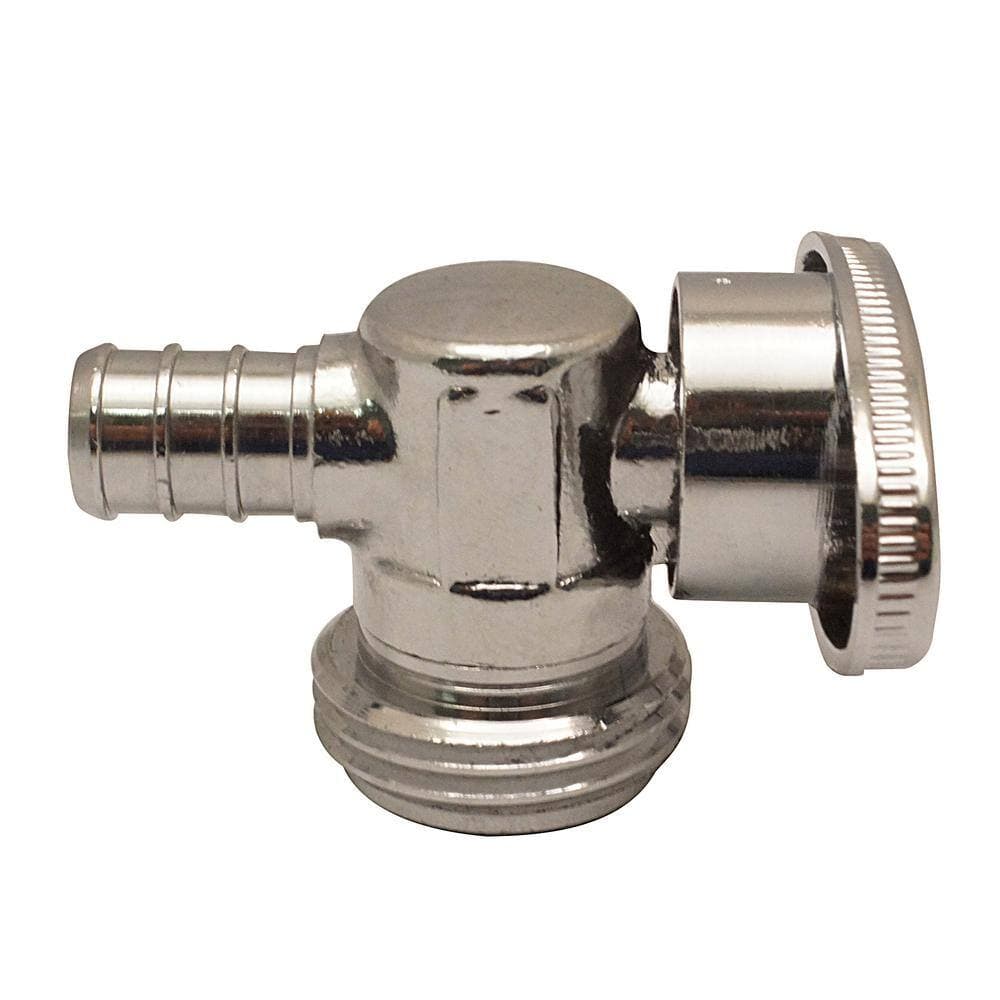 Apollo 1/2 in. Chrome-Plated Brass PEX-B Brass Barb x 3/4 in. Machine Hose Thread Angle Stop Valve (2)