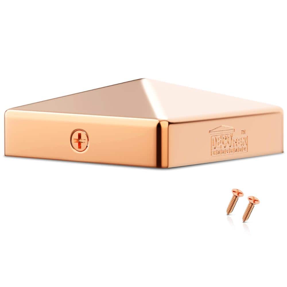 Decorex Hardware Solid Copper Pyramid Post Cap for 4x4 Wood Posts (3.5" × 3.5") - 20-Gauge 0.8mm Real Copper