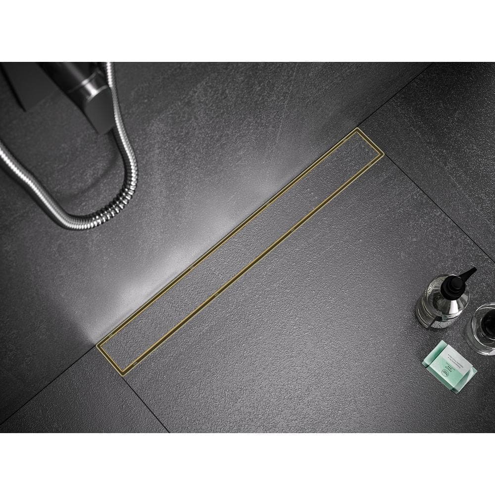 Elegante Drain Collection 30 in. Linear Stainless Steel Shower Drain with Tile Insert and Zirconium Gold Plating (2)